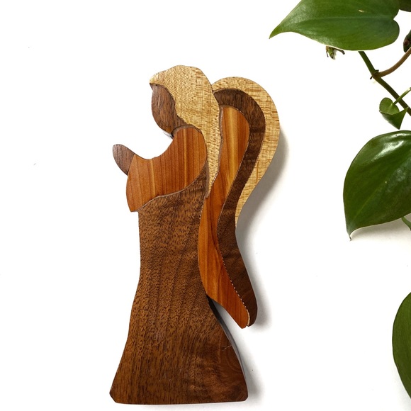 Vintage | Accents | Vintage Hand Carved Wooden Angel Christmas Angel
